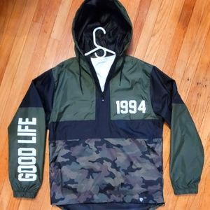 Encrypted Camouflaug Green Windbreaker Rain Army Jacket